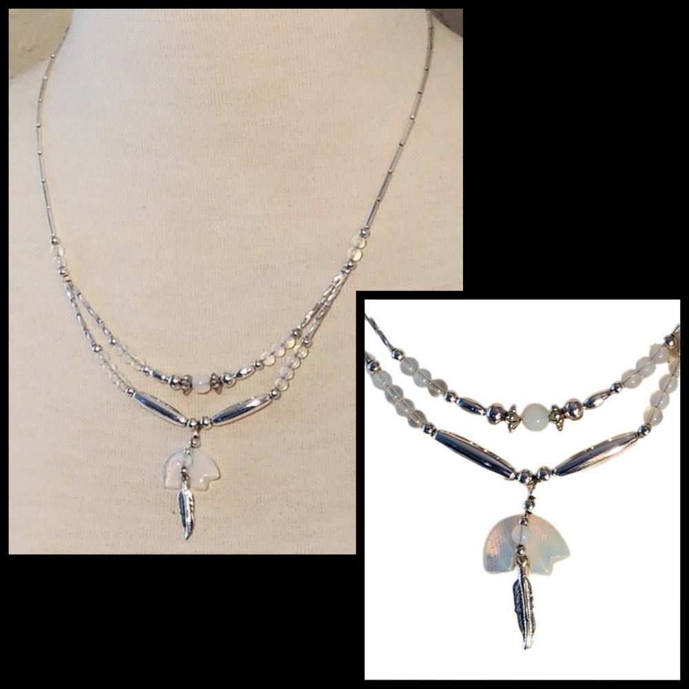 Sterling Silver & Opalite Beaded Necklace